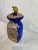 Fantastic Old Colbalt Pharmacy glass vase with led featuring a 22K gold hand painted design on front. Italy.