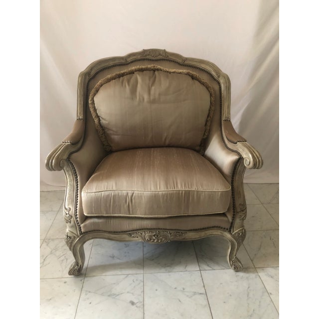 1990s Caracole Compositions French Style Oversized Silk Chair For Sale - Image 5 of 13