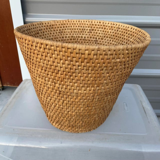 Woven Seagrass Wastebasket or Plant Holder For Sale - Image 4 of 6