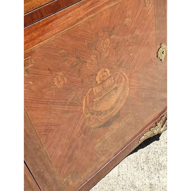 Vintage Inlay Secretaire With Stone Top For Sale - Image 10 of 13