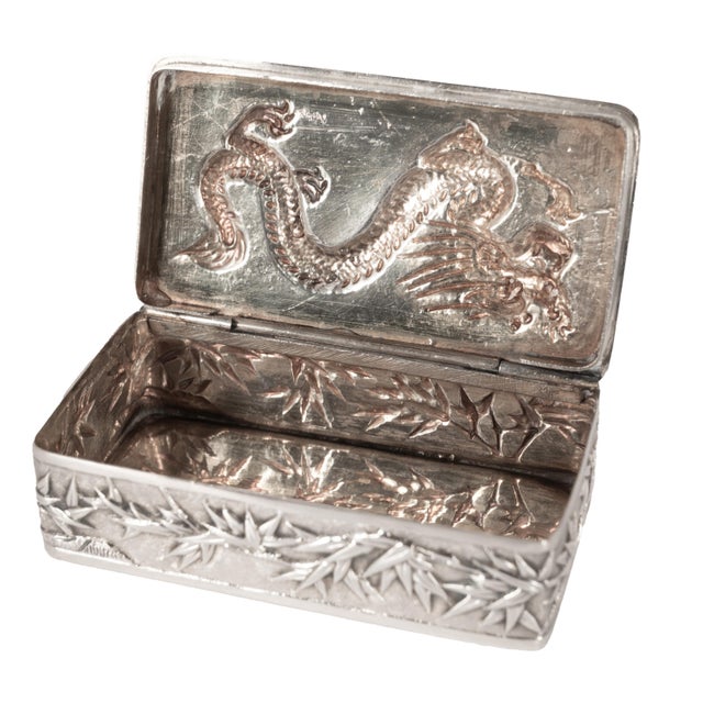 Antique Chinese Qing Dynasty Export Silver Gilt Dragon Snuff Box Wang ...