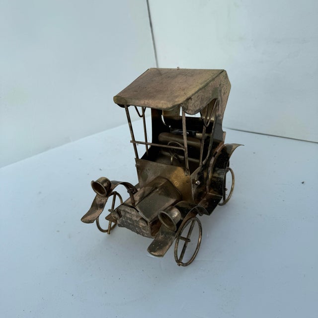 Vintage Copper Brass Model T Musical Car For Sale - Image 4 of 12