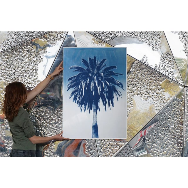 "Marrakesh Majorelle Palm", Cyanotype on Watercolor Paper, 100x70cm, Tropical Art 2020, Limited Edition For Sale - Image 4 of 9