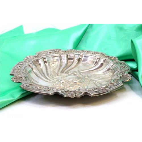 Silver Catchall with Reliefs, Shell Applications and Monogram Card For Sale - Image 5 of 7