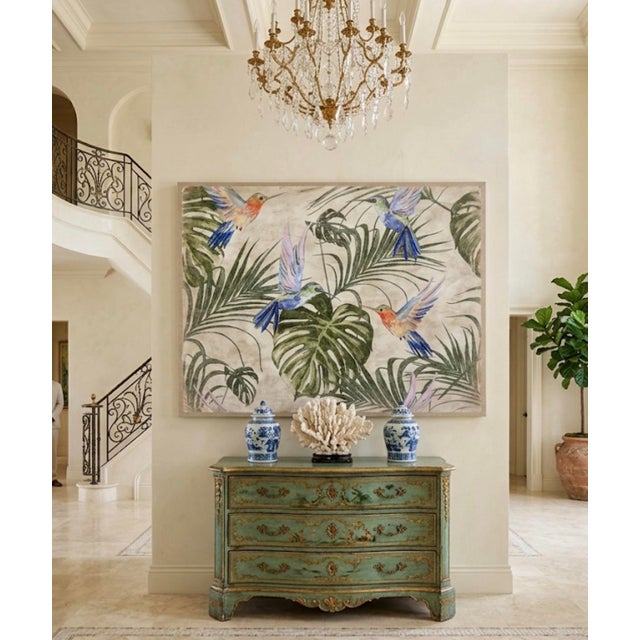 Grand Scale Vintage French Hummingbird Panel Reproduction For Sale - Image 4 of 4
