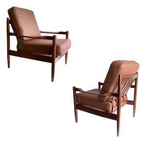Danish Lounge Chairs in Teak and Leather from Magnus Olesen, Set of 2