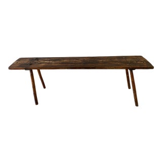 Early 20th Century Antique Wood Farmhouse Bench For Sale