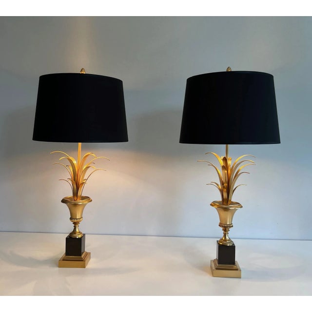1970 Neoclassical Style Palm Trees in Chrome and Brass Lights - A Pair For Sale - Image 12 of 12