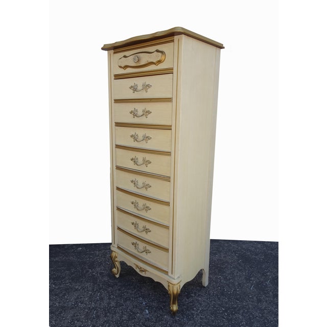 Gorgeous Dresser in Good Vintage Condition. It is Solid and Firm. But the finish on the top drawer, decorative piece...