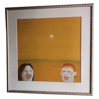 Expressionist Painting of Two Women by Robert R. Bradshaw, Signed, (38” X 38”) For Sale