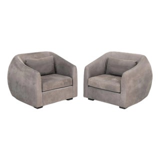 Gray Suede Tub Chairs For Sale