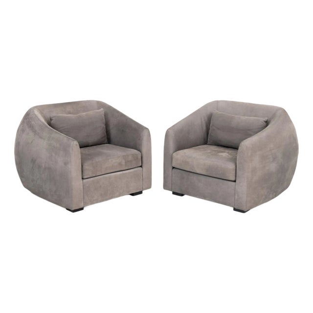 Gray Suede Tub Chairs For Sale