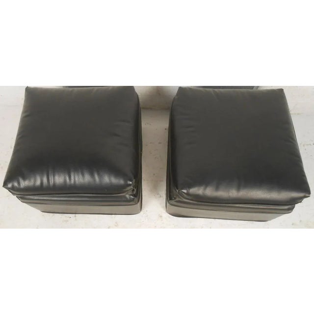 Pair of Midcentury Black Vinyl Ottomans Chairish
