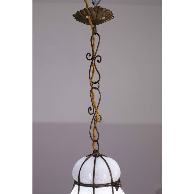 1950s Large Size Venetian Lantern in Murano Reticello Glass, 1940s For Sale - Image 5 of 12