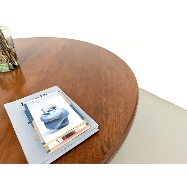 Brutalist Round Table in Oak, 1960s For Sale - Image 9 of 18