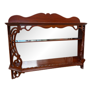 1940s Vintage Curio Shelf With Mirror. Art Nouveau Woodwork