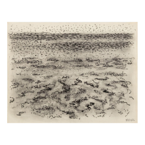 Manfred Schwartz Beach Seascape Charcoal on Paper
