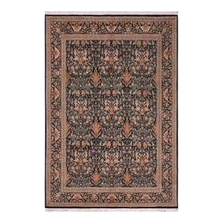 Art Nouveau 1990's Pak-Persian Black/Gold Wool Rug - 8'1'' X 9'9'' For Sale