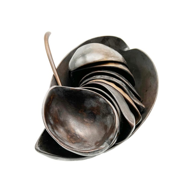 Mid-Century Modern Mid-Century Modern Hand Carved Wooden Leaf Bowl Serving Set - 10 Pieces For Sale - Image 3 of 4