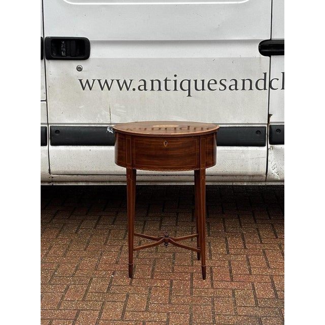 Brown Sheraton Revival Inlaid Satinwood Side Table For Sale - Image 8 of 18