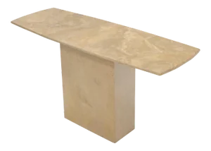 Mid-Century Modern Marble or Travertine Single Pedestal Console