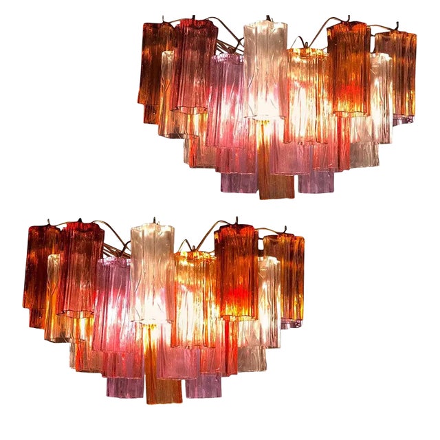 Multi-Colored Murano Glass Scones Attributed to Venini, Set of 2 For Sale