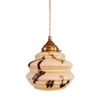 Art Deco Pendant Light in Marbled Opaline Glass from Scailmont, Belgium, 1920s For Sale