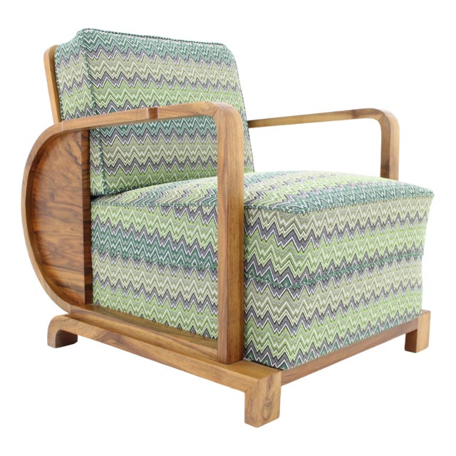 Art Deco Armchair in Walnut, Czechoslovakia, 1930s For Sale
