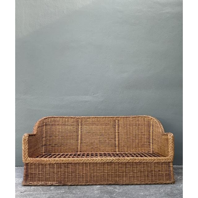 Late 20th Century Vintage Boho Braided Rattan Sofa For Sale - Image 5 of 12