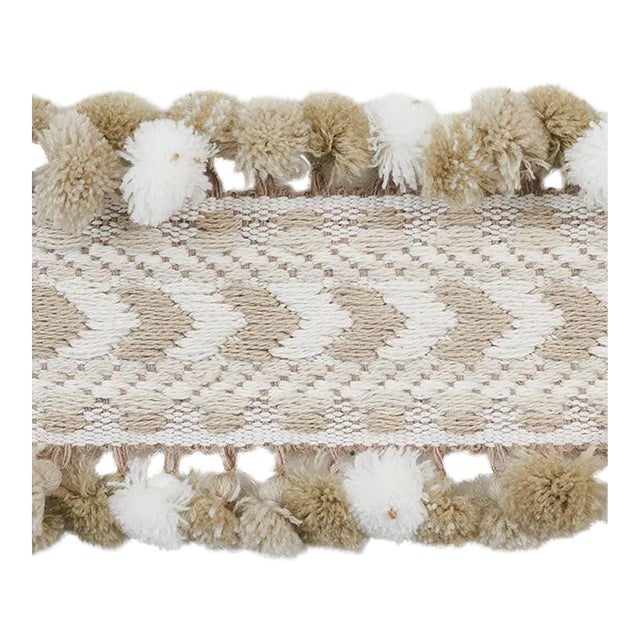 Schumacher Maracana Pom Tape in Linen For Sale