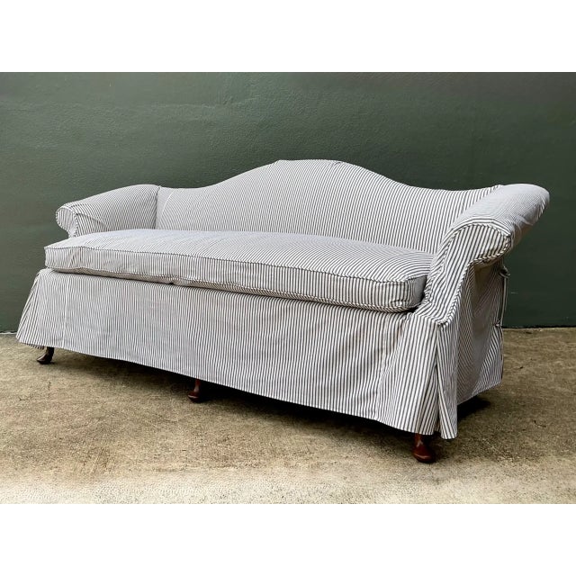 Hickory Chair Furniture Company Vintage Hickory Chair Tie Back Slipcovered Camelback Sofa For Sale - Image 4 of 13