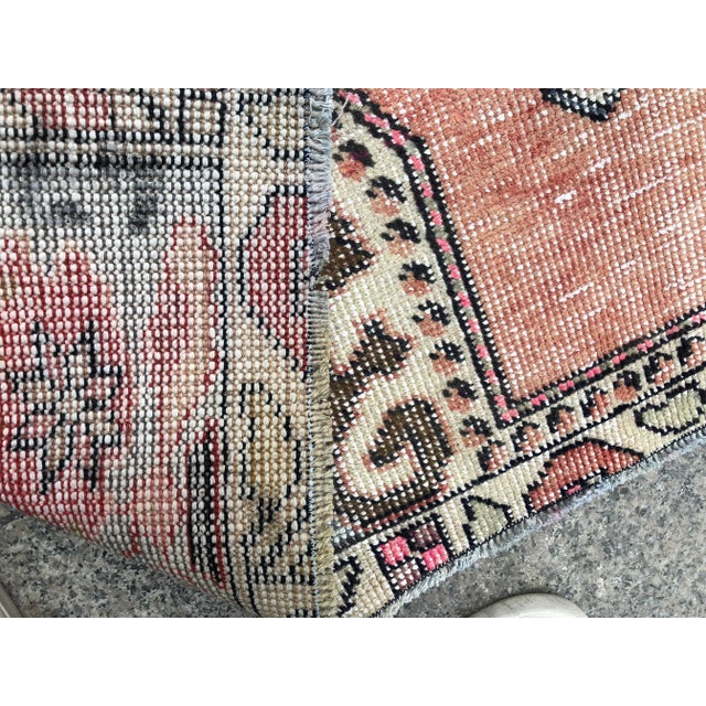 1960s Vintage Turkish Oushak Distressed Rug - 3′10″ × 6′5″ For Sale - Image 4 of 11