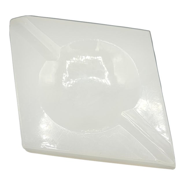 Vintage Alabaster Playing Card Symbol Diamond Shaped Ashtray For Sale