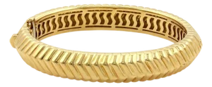 Tiffany & Co. 18k Yellow Gold Fancy Ribbed Design Bangle Bracelet