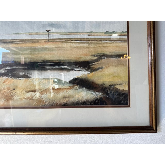 Wood 1980's Vintage B. Mills Florida Landscape Watercolor Painting, Framed For Sale - Image 7 of 11