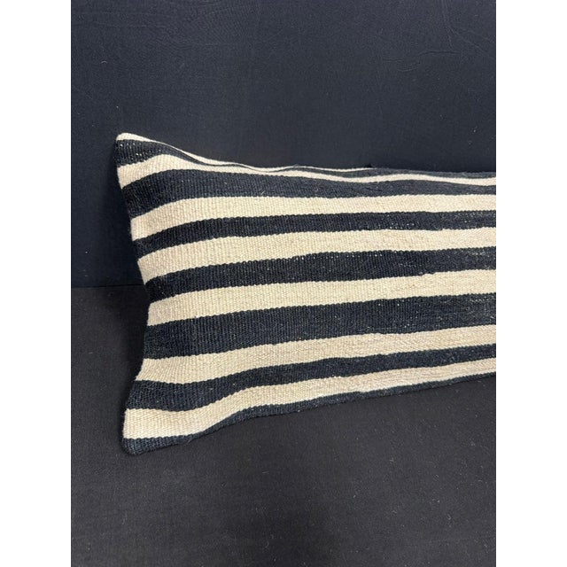 Turkish Hemp Pillow Cushion Natural Beige Black Cushion Cover 14"x40" #30459 Enhance your home decor with our Kilim Pillow...