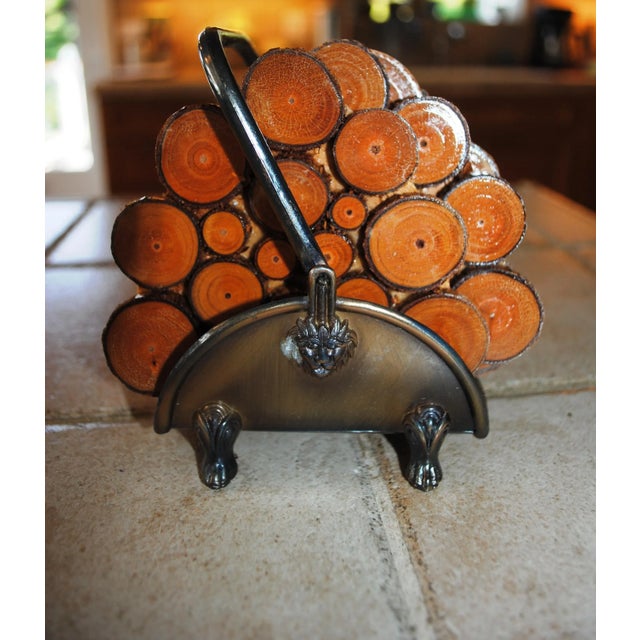 Clever Bar coaster set that goes perfectly around you fireplace setting. The 6 coasters are made of wood log "rounds" and...