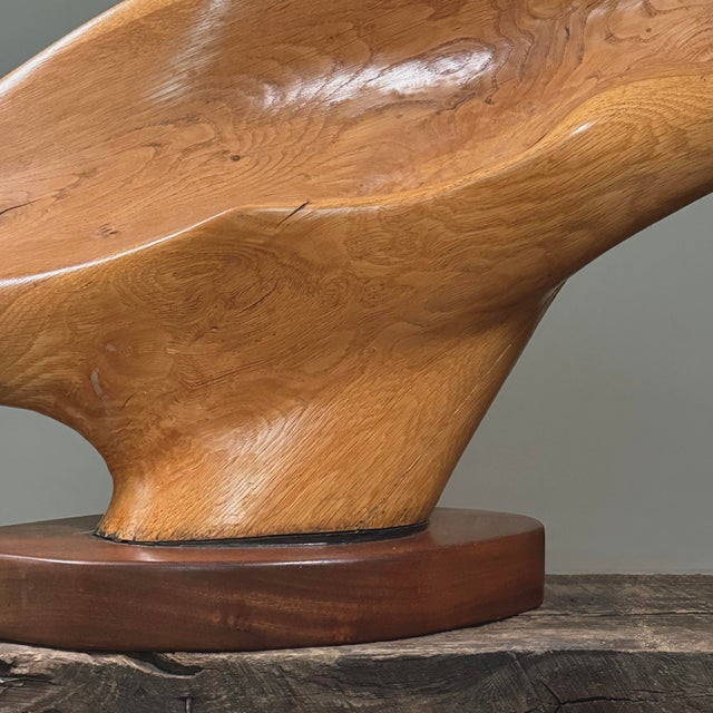 Vintage Monumental Abstract Biomorphic Modernist Wood Sculpture on Stand For Sale - Image 12 of 12