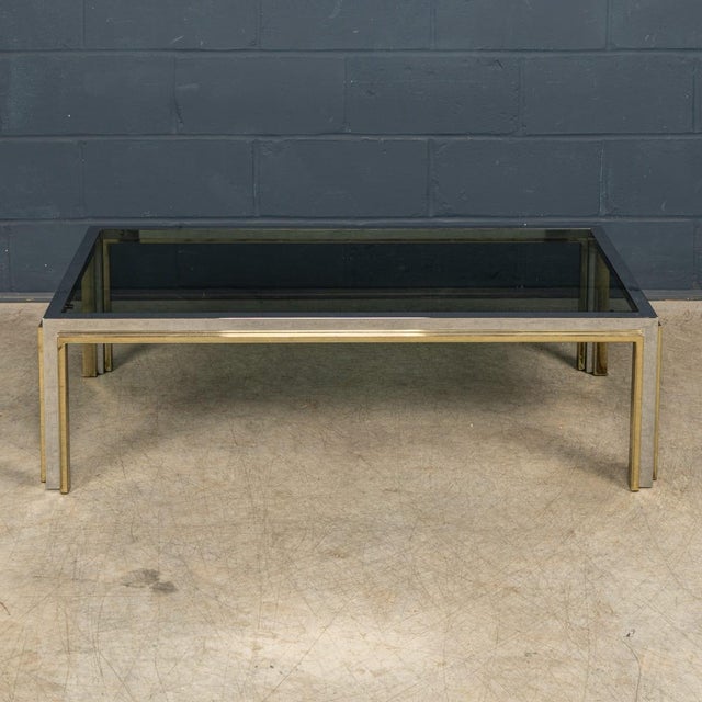 Brass, Chrome and Glass Coffee Table from Belgo Chrom, Belgium, 1970s For Sale - Image 3 of 13
