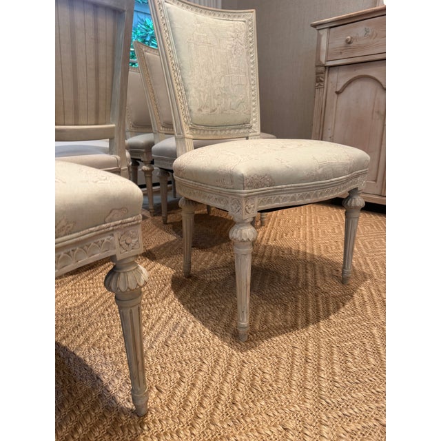 Wood Early 20th Century Set of 10 Louis XVI Style Swedish Painted Dining Chairs For Sale - Image 7 of 7