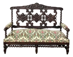 19th Century Renaissance Revival Louis XIII Style Sofa in Solid Oak