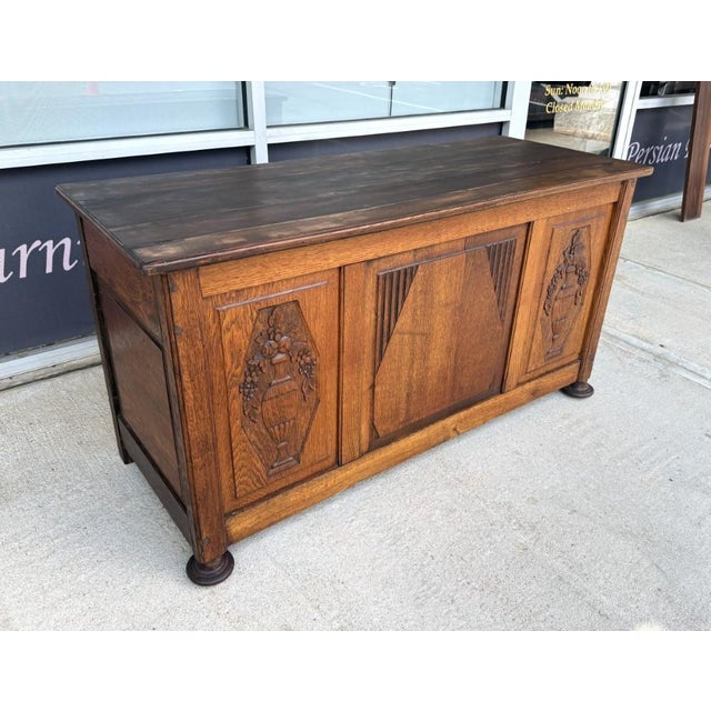 Rustic Antique Belgian Oak Blanket Chest For Sale - Image 3 of 12