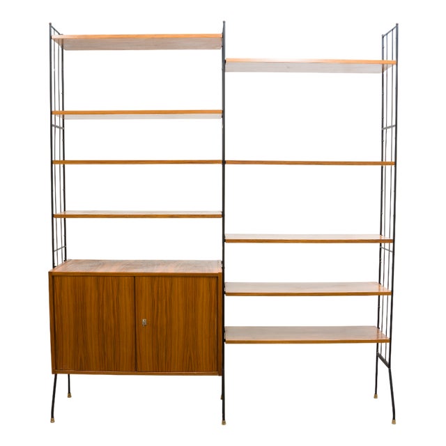 Free-Standing Shelf with Black Metal Ladders, 1960s For Sale