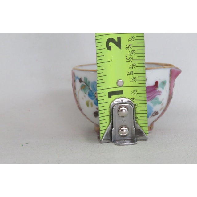 Small Ceramic Bowl Miniature Vessel Hand Painted Floral Motif Gold Trim 5117b For Sale - Image 10 of 11