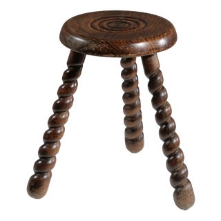 Wooden Tripod Stool, France, 1950s For Sale