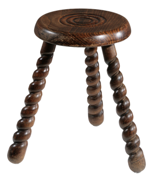 Wooden Tripod Stool, France, 1950s