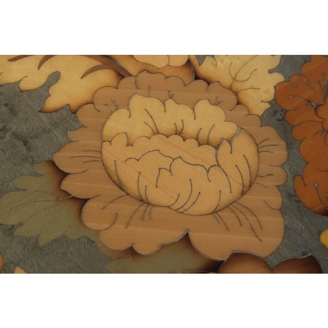 Italian Marquetry Inlaid Oval French Style Coffee Table For Sale - Image 12 of 14