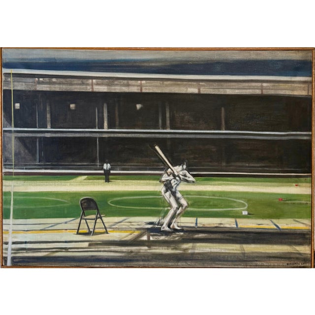 Sidney Goodman, Large American Modernist Oil Painting Baseball Game the Tryout Sidney Goodman, 1965 For Sale - Image 4 of 18