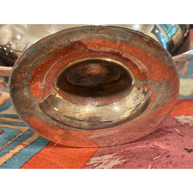 Metal Antique Continental European Silver-Plated Neoclassical Navette Pedestal Open Salt Cellars - A Pair For Sale - Image 7 of 11