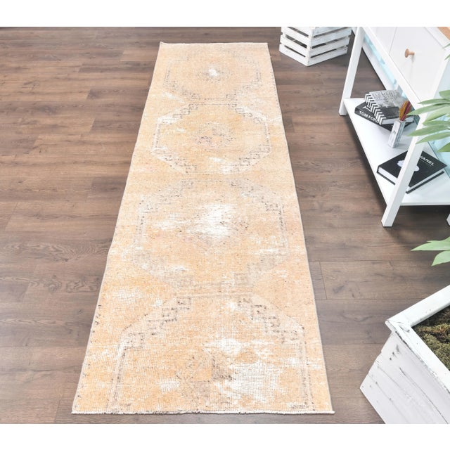 Vintage Turkish Hand-Knotted Runner Rug is a semi-Vintage rug. '70s Eastern region of Turkey's unique rug is perfectly...